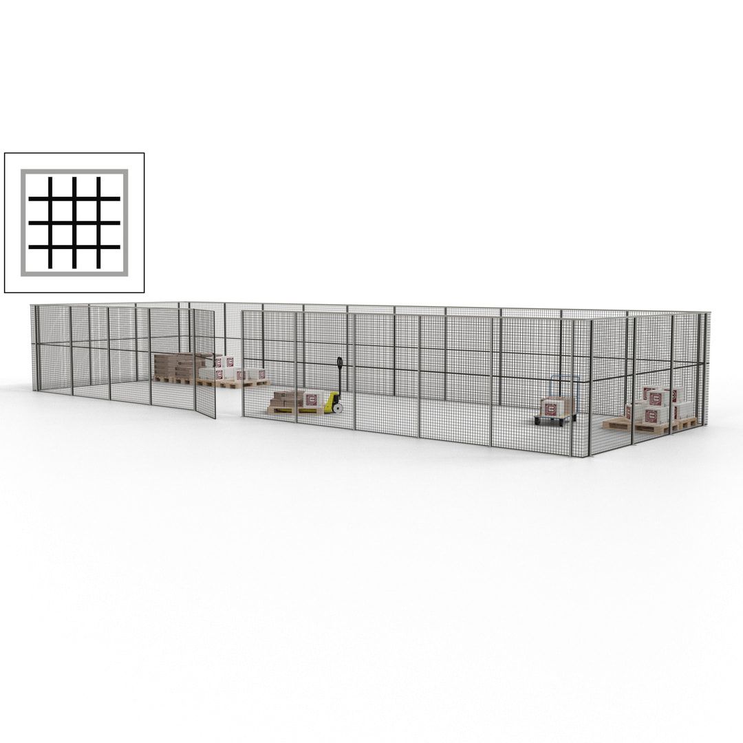 Maschinen Schutzgitter - Hallentrennwand - Sicherheitszaun - Tür - 39 m - 2.200 x 15.400 x 4.900 mm (HxBxT) - enzianblau