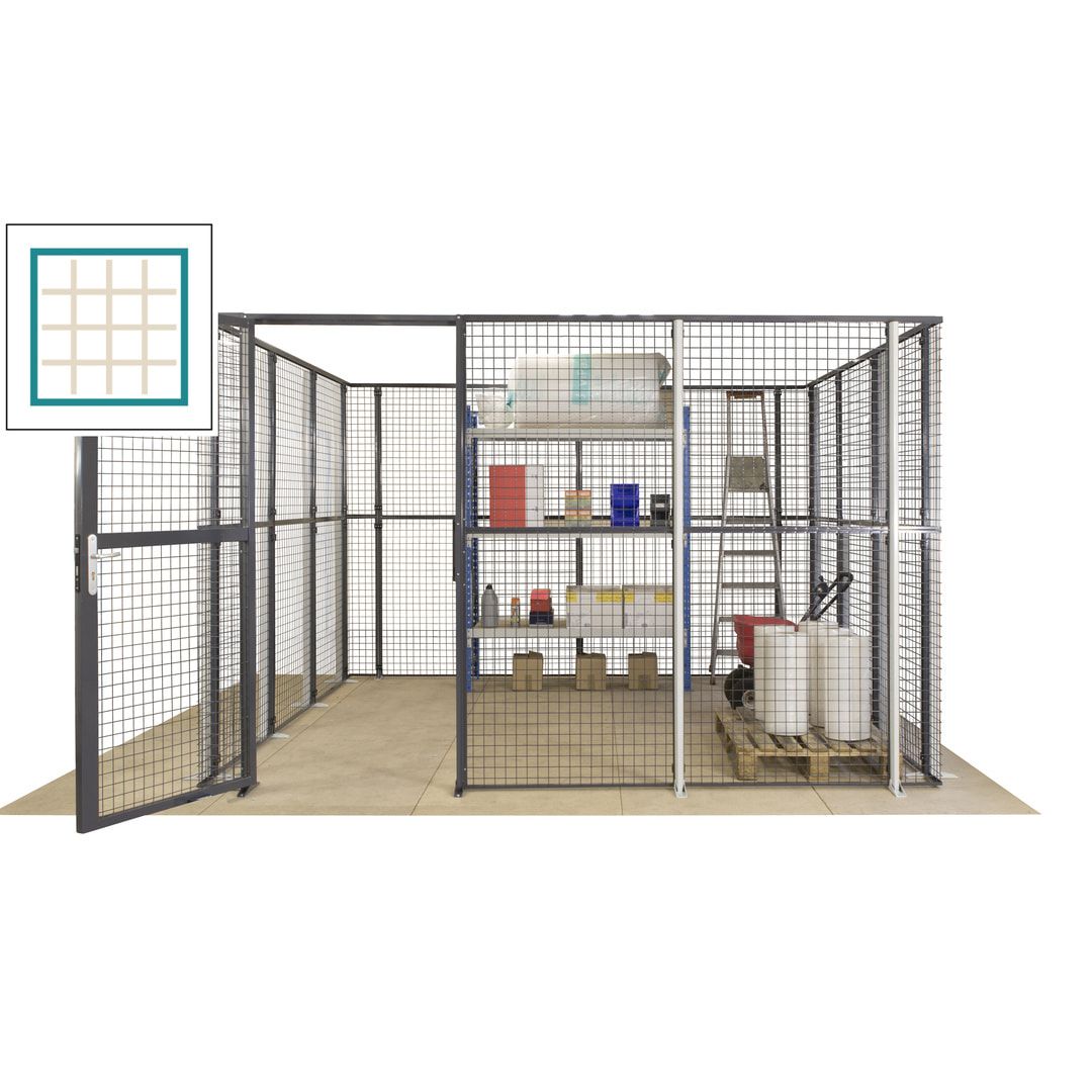 Maschinen Schutzgitter - Hallentrennwand - Sicherheitszaun - Tür - 72 m - 2.200 x 21.400 x 15.400 mm (HxBxT) - enzianblau