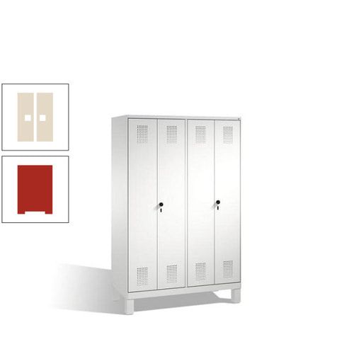 Doppel-Spind, Doppeltüren, Garderobenschrank mit Füßen, 4 Abteile a 300 mm, Korpus anthrazitgrau, Tür anthrazitgrau, 1.850 x 1.200 x 500 mm (HxBxT)