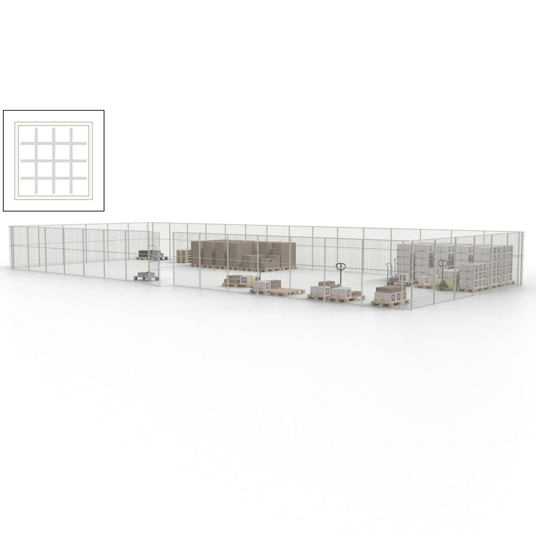 Maschinen Schutzgitter - Hallentrennwand - Sicherheitszaun - Tür - 63 m - 2.200 x 22.900 x 9.400 mm (HxBxT) - enzianblau