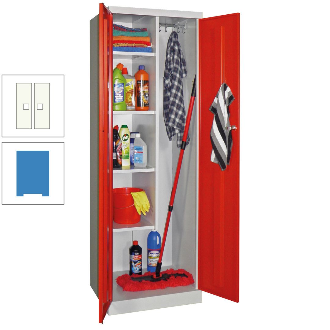 Putzschrank mit Sockel - 1 Abteil mit Trennwand - 1.800x600x500 mm (HxBxT) - Zylinderschloss - anthrazitgrau