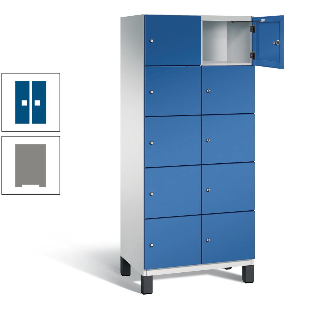 Fächerschrank, Stahlschrank, 10 Fächer, Türöffnungsbegrenzer, Füße, 1.980 x 800 x 525 mm (HxBxT), Korpus anthrazitgrau, Front anthrazitgrau