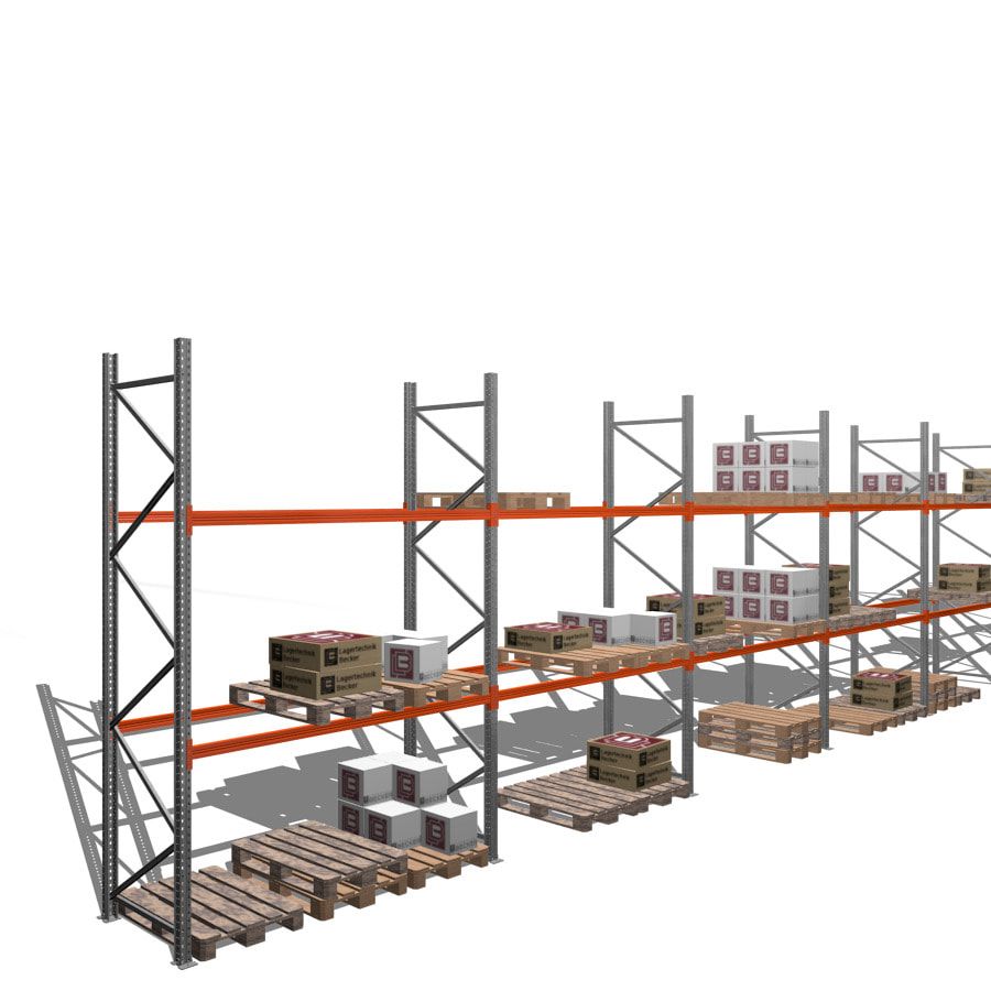 Palettenregal - 1,5 t - 4,0 x 19,7 x 1,1 m - 7 Felder - Schwerlastregal