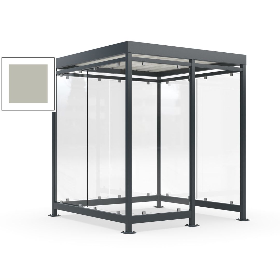 Raucherunterstand, Bushaltestelle, 7 Wände, 6-7 Personen, 2.510 x 2.165 x 2.165 mm (HxBxT), Farbe Achatgrau