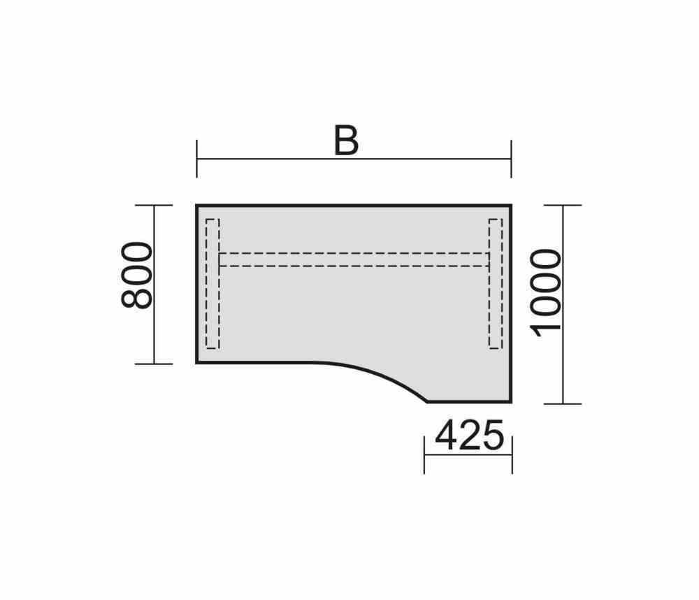 Eckschreibtisch, Ecke rechts, Füße einseitig verkürzt, C-Fuß Pro, 720 x 1.600 x 1.000 mm (HxBxT), Gestell silber, Dekor Ahorn