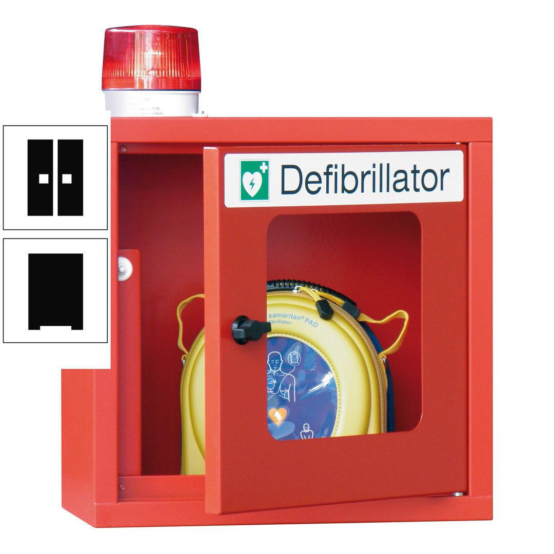 Defibrillatorenschrank mit akustischem und optischem Alarm - 490 x 400 x 200 mm (HxBxT) - Sichtfenster - anthrazitgrau