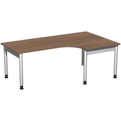 Eckschreibtisch, Eckteil 800 mm, rechts, Füße einseitig verkürzt, 4-Fuß Pro, höhenverstellbar, 680-800 x 1.600 x 1.200 mm (HxBxT), Dekor Ahorn