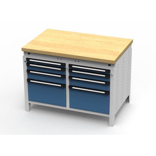 OTTOKIND Werkbank - bündige Arbeitsplatte - 850 x 1.150 x 750 mm (HxBxT) - 8 Schubladen - lichtgrau