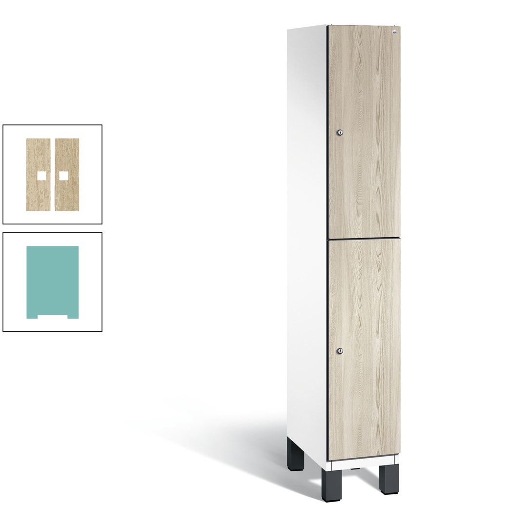 Fächerschrank, Garderobenschrank, mit Füßen, 1 Abteile, 1.980 x 300 x 525 mm (HxBxT), Korpus anthrazitgrau, Tür Donau-Ahorn