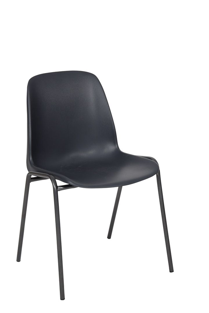 Stapelstuhl Kunststoff , belastbar bis 110 kg, Gestellfarbe schwarz Hammerschlag, Sitzfarbe anthrazit, Gewicht 4 kg, 810 x 500 x 530 mm (HxBxT)