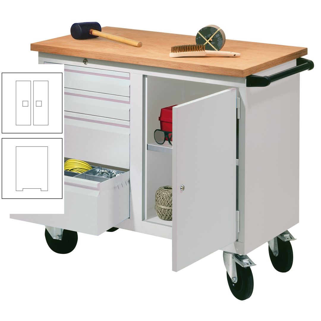 Mobile Werkbank - Werkstattwagen - 915 x 1.090 x 600 mm - 4 Schubladen und Schrankfach - anthrazitgrau