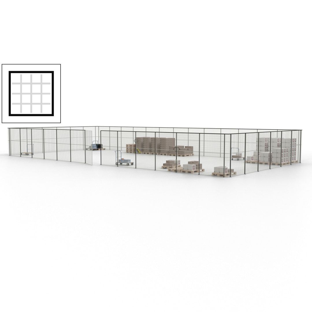 Maschinen Schutzgitter - Hallentrennwand - Sicherheitszaun - Tür - 57 m - 2.200 x 19.900 x 9.400 mm (HxBxT) - enzianblau