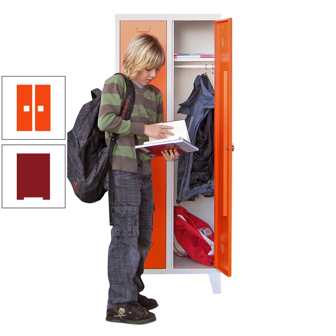 Spindschrank f. Schulen - mit Füßen - Höhe 1.600 mm - 3 Abteile a 300 mm - Drehriegel - anthrazitgrau
