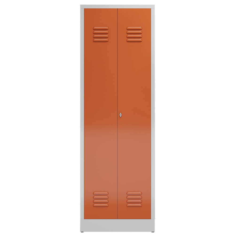 Mehrzweckschrank, Garderobenschrank, 2 Abteile, 6 Fächer, 1.800 x 590 x 500 mm (HxBxT), Drehriegel, Stahl, Korpus: lichtgrau, Front: anthrazitgrau