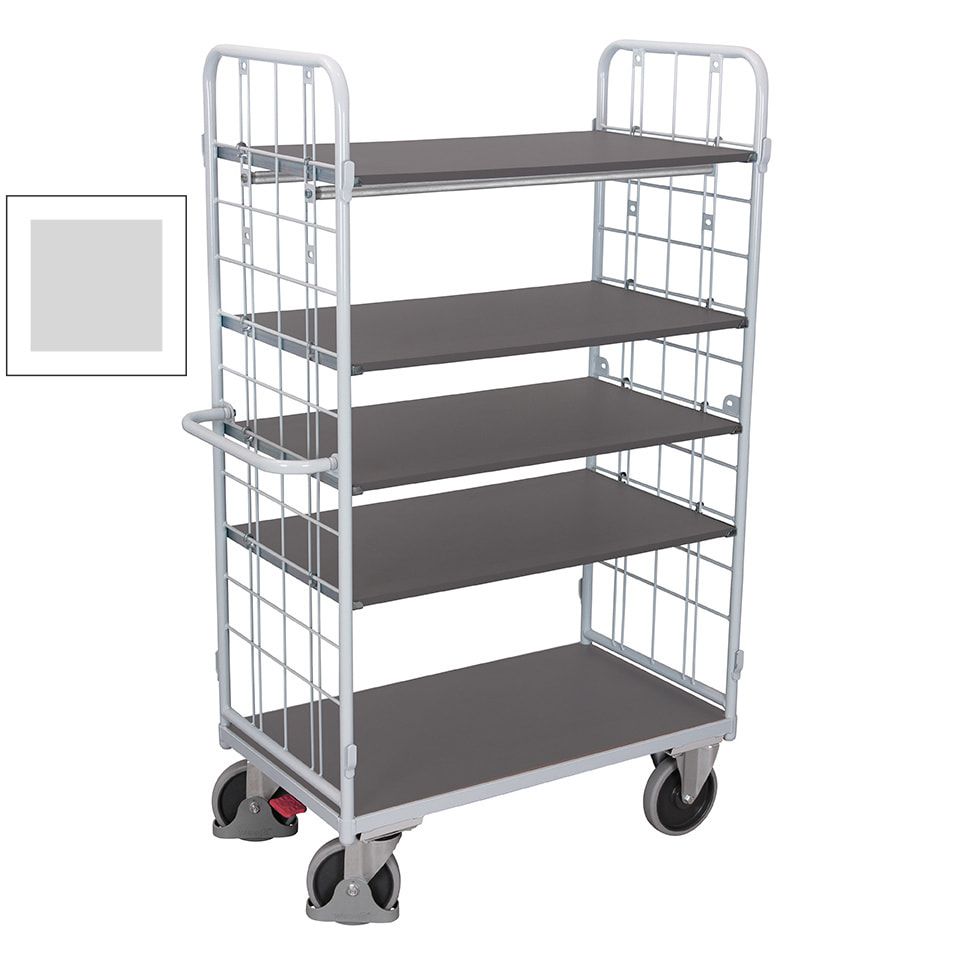 Etagenwagen - 2 Gitterwände - 5 Etagen - Ladefläche 500 x 850 mm (BxT) - Traglast 400 kg - anthrazitgrau