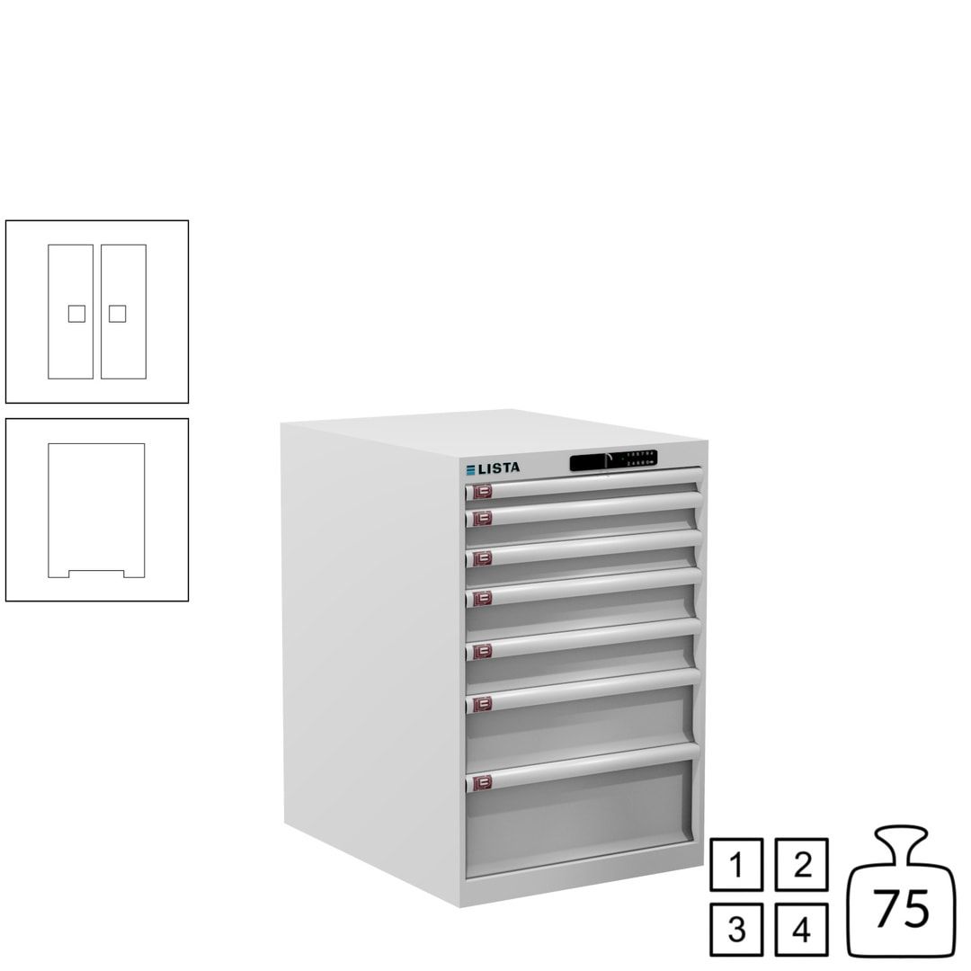 Lista Schubladenschrank - 14.404.010 - 850x564x725 mm (HxBxT) - 7 Schubladen - 75 kg - Key Lock - lichtblau (RAL 5012)