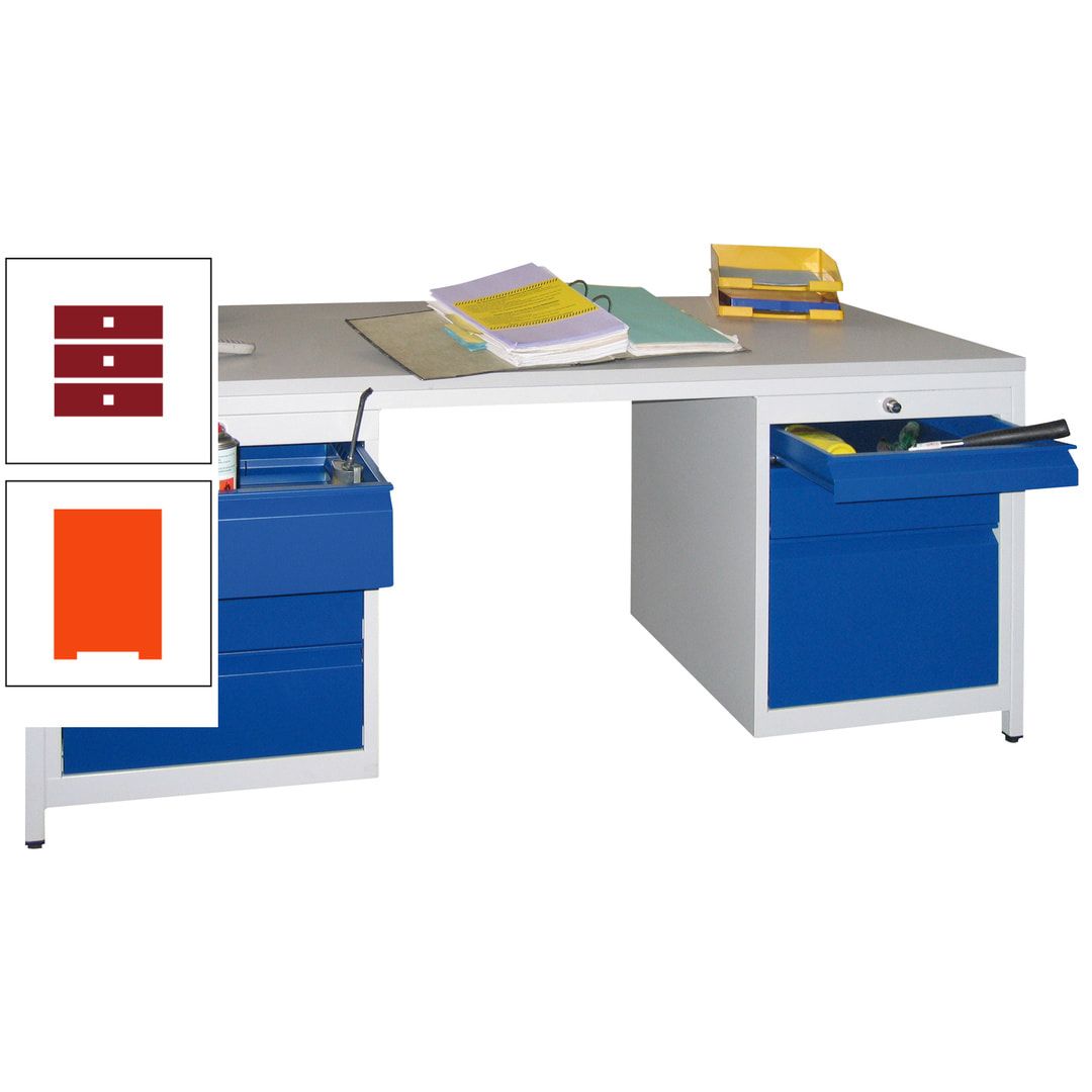 Meisterschreibtisch - 6 Schubladen, 75 / 125 / 150 / 175 / 300 mm - 720 x 1.700 x 800 mm (HxBxT) - anthrazitgrau