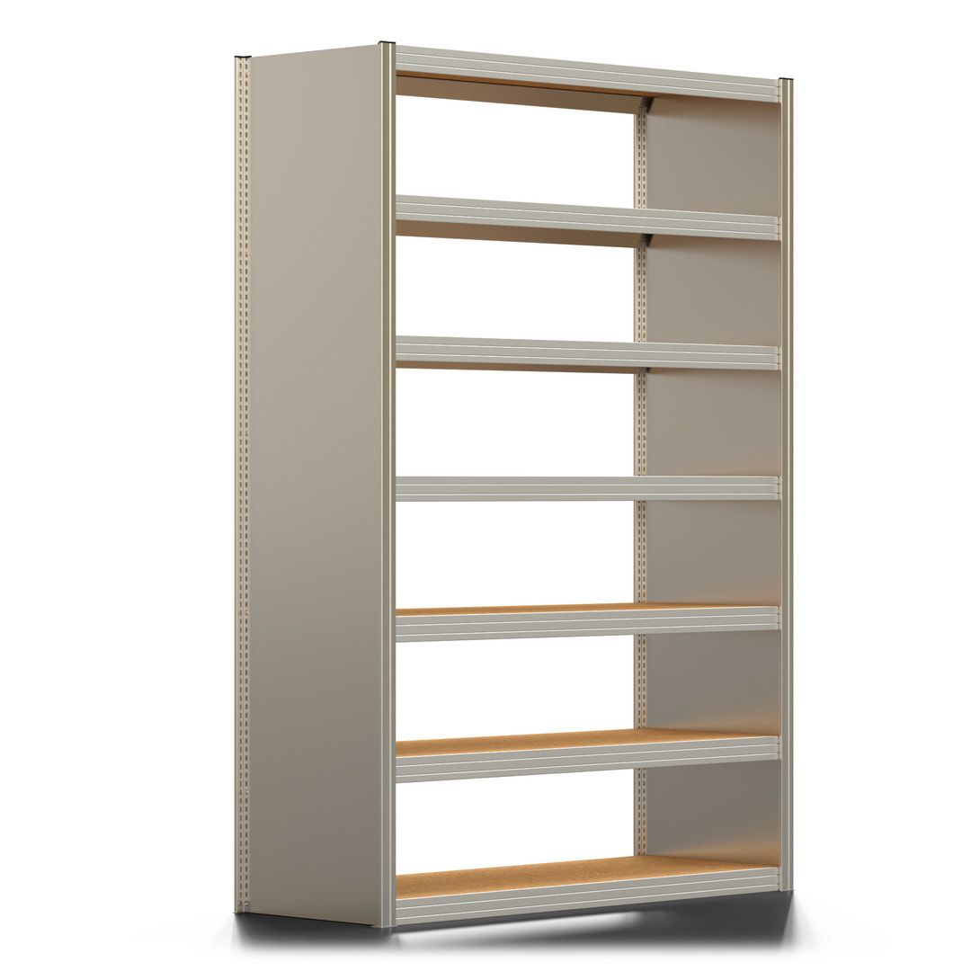 Archivregal mit Holzböden - Seitenwand - 7 Ebenen - 250 kg - 2.500 x 1.695 x 600 mm (HxBxT) - Anbauregal - verzinkt - Steckregal BERT