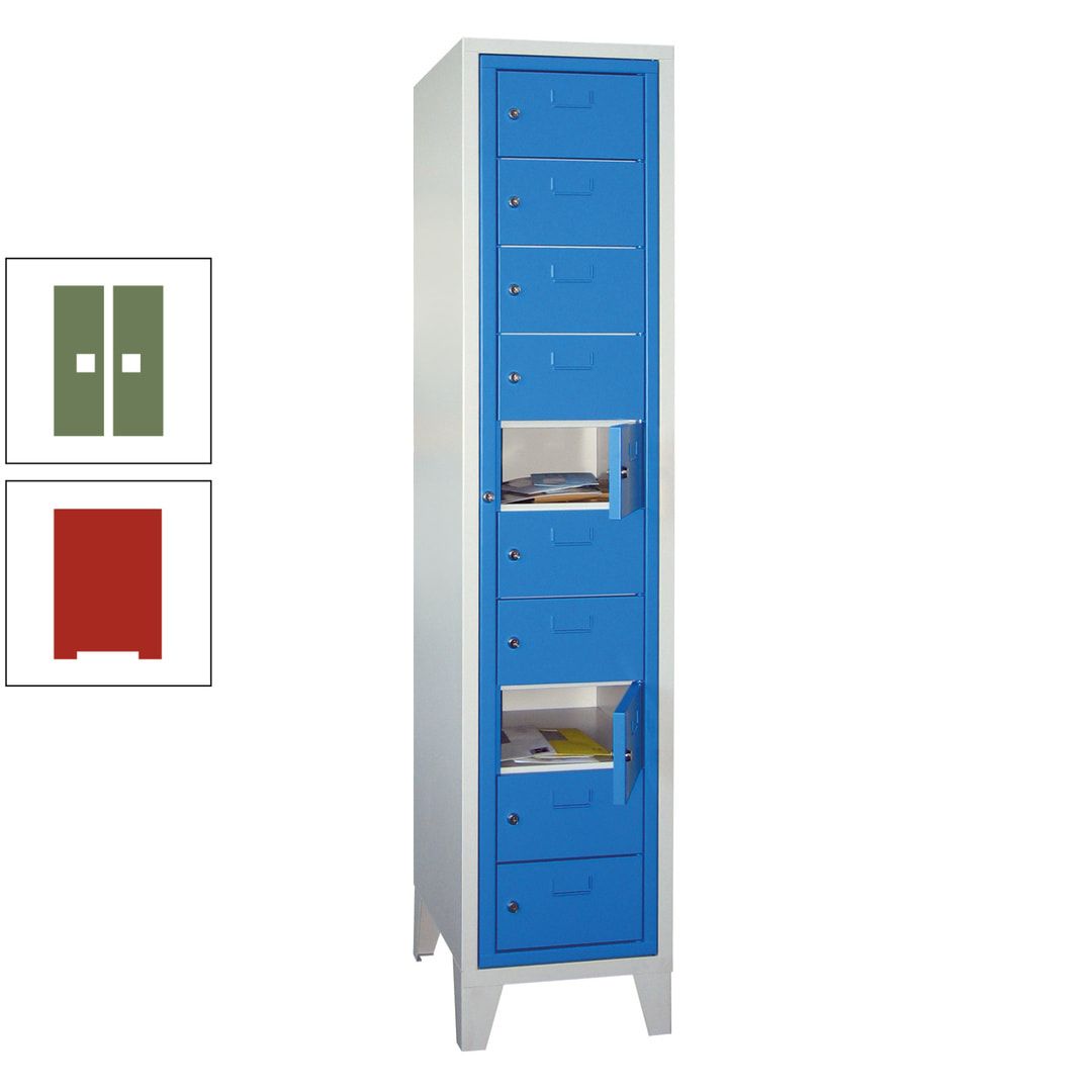 Schließfachschrank - Wäscheausgabeschrank - 10 Fächer a 315 mm - 1.850x400x500 mm (HxBxT) - Füße - Zylinderschloss - anthrazitgrau
