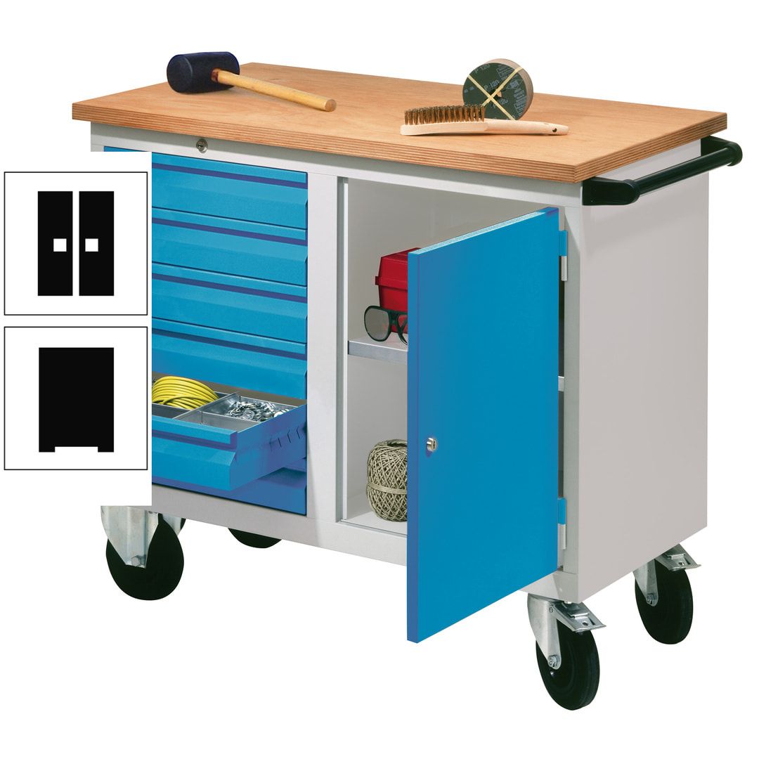 Mobile Werkbank - Werkstattwagen - 915 x 1.090 x 600 mm - 6 Schubladen und Schrankfach - anthrazitgrau