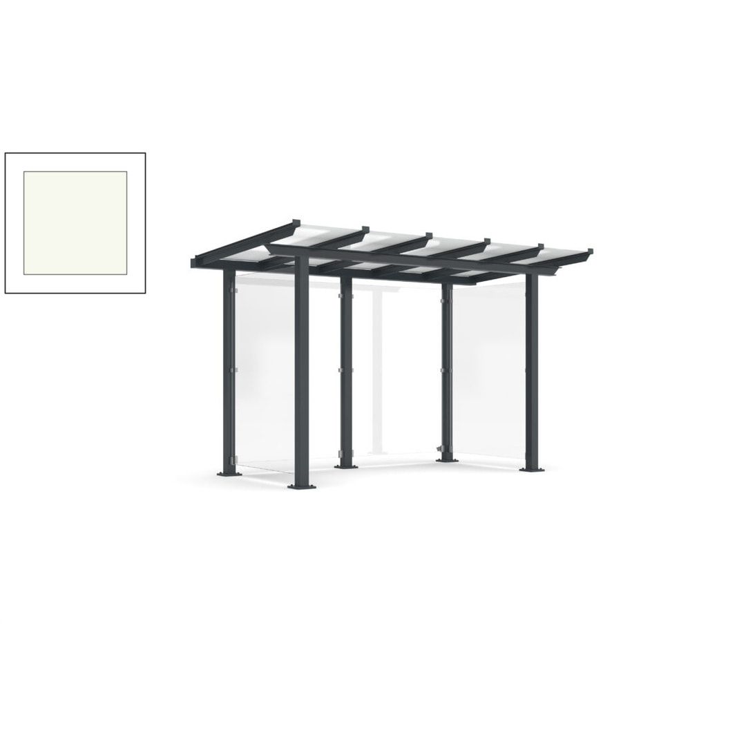 Unterstand mit Pultdach und Sicherheitsglas - feuerverzinkt und farbbeschichtet - 2.435 x 3.850 x 2.090 (HxBxT) - Farbe Achatgrau
