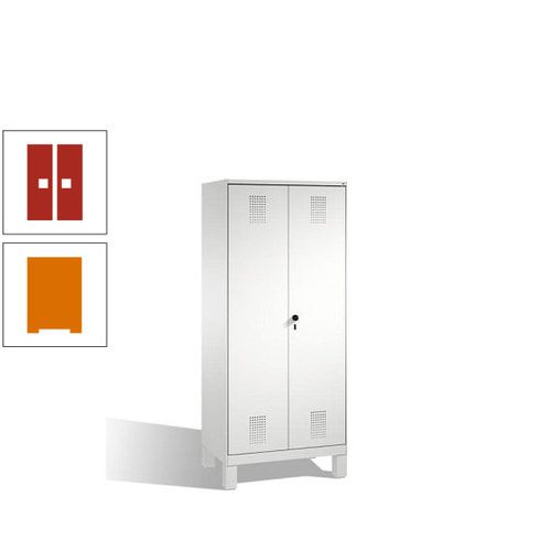 Doppel-Spind, Doppeltüren, Garderobenschrank mit Füßen, 2 Abteile a 400 mm, Korpus anthrazitgrau, Tür anthrazitgrau, 1.850 x 800 x 500 mm (HxBxT)