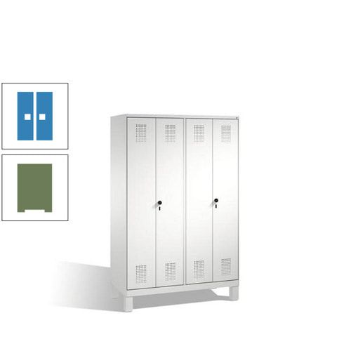 Doppel-Spind, Doppeltüren, Garderobenschrank mit Füßen, 4 Abteile a 300 mm, Korpus anthrazitgrau, Tür anthrazitgrau, 1.850 x 1.200 x 500 mm (HxBxT)