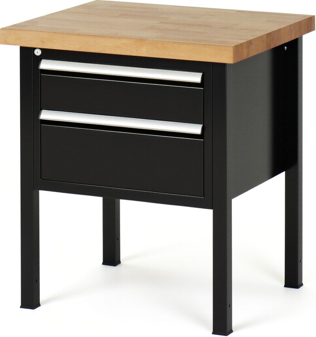 Werkbank - 2 Schubladen - Teilauszug - 150:1 / 210:1 - Höhe 840-1.040 mm - 750 x 700 mm - 1.250 kg - Buche - Anthrazitgrau