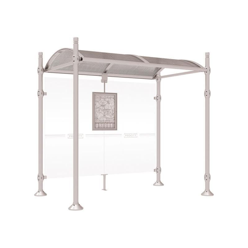 Buswartehalle, Unterstand, 2.500 x 2.500 x 1.600 mm (HxBxT), Kopfmodell Agora, ESG, Fahrplanschaukasten, Farbe enzianblau