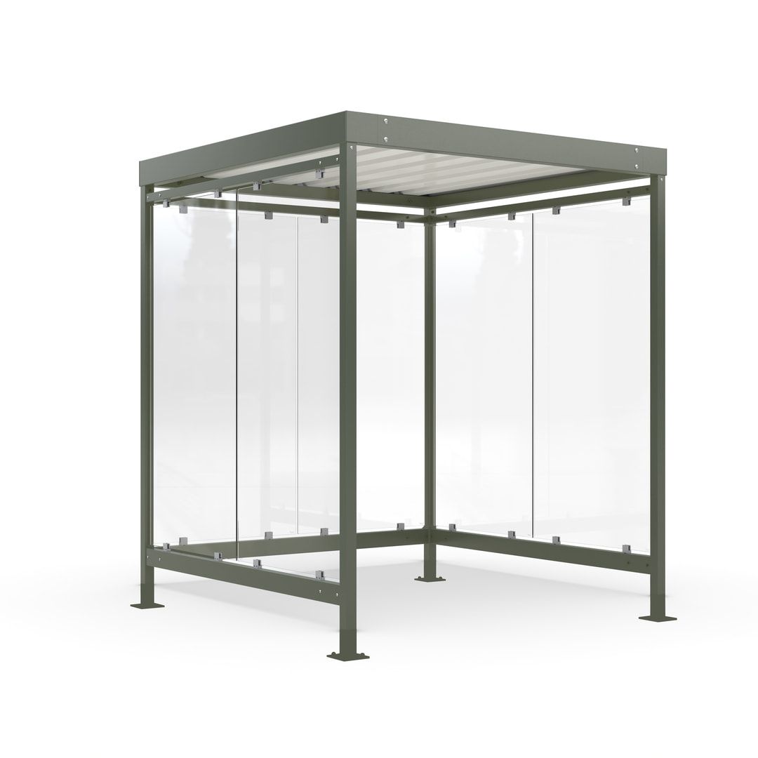 Raucherunterstand, Bushaltestelle, 6-7 Personen, 6 Wände, 2.510 x 2.165 x 2.165 mm (HxBxT), Elfenbein