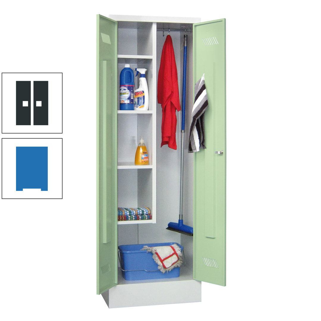 Putzschrank mit Sockel - 1 Abteil mit Trennwand - 1.850x600x500 mm (HxBxT) - Drehriegel - anthrazitgrau