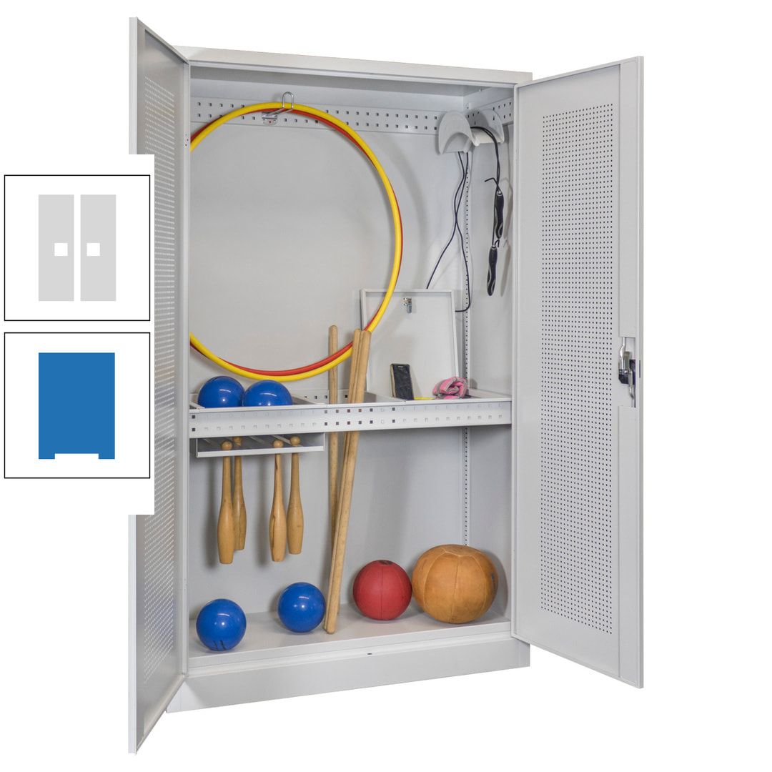 Sportschrank - Lochfeldtüren - Variante 1 - 1.950x1.200x500 mm (HxBxT) - anthrazitgrau