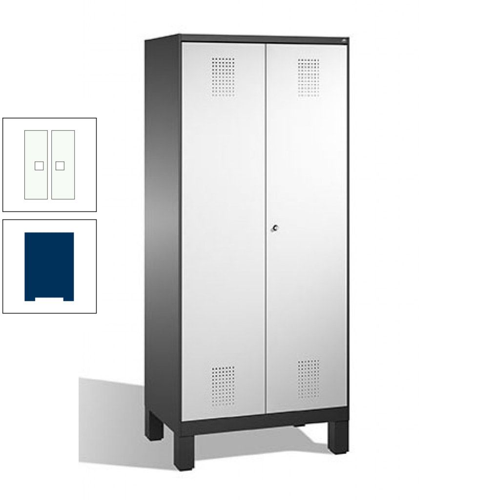 Mehrzweckschrank, Doppeltüren, auf Füßen, 2 Abteile a 400 mm, Korpus anthrazitgrau, Tür anthrazitgrau, 1.850 x 800 x 500 mm (HxBxT)