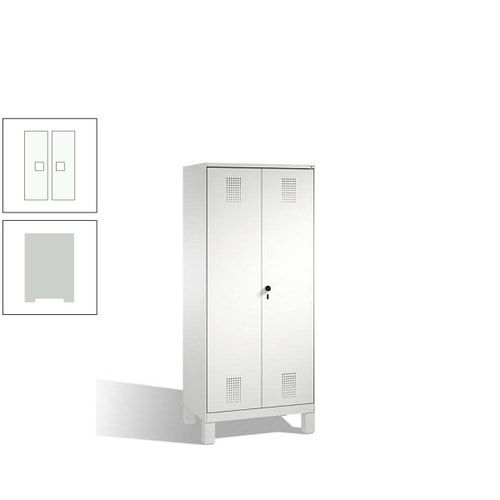Doppel-Spind, Doppeltüren, Garderobenschrank mit Füßen, 2 Abteile a 400 mm, Korpus anthrazitgrau, Tür anthrazitgrau, 1.850 x 800 x 500 mm (HxBxT)