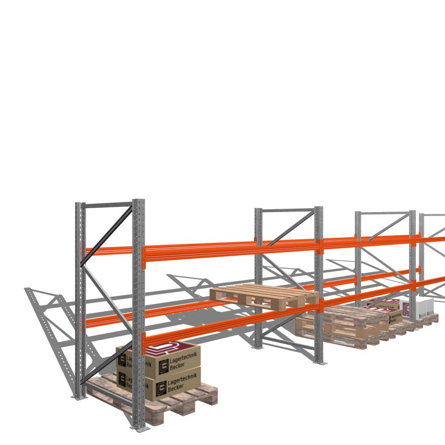Palettenregal - 1,5 t - 2,0 x 8,5 x 1,1 m - 3 Felder - Schwerlastregal