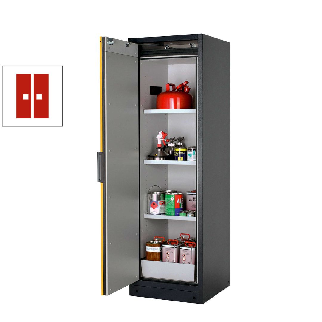 Gefahrstoffschrank - 1.953x599x615 mm - 2 Wannen PP - Türanschlag Links - Front enzianblau