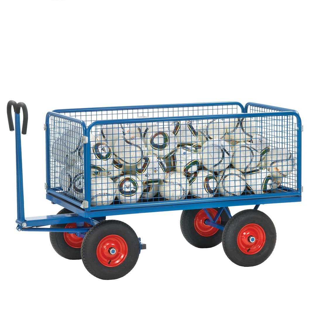 Fetra - Handpritschenwagen - Traglast 1.250 kg - (BxT) 1.000 x 2.000 mm - Drahtgitterwände 600 mm - Luft