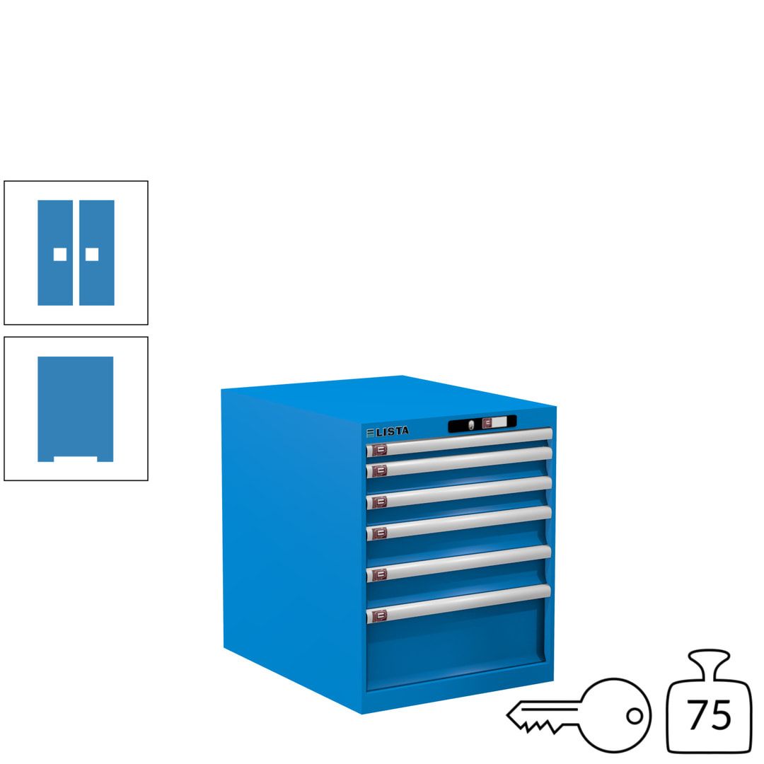 Lista Schubladenschrank - 14.352.010 - 700x564x725 mm (HxBxT) - 6 Schubladen - 75 kg - Key Lock - lichtblau (RAL 5012)