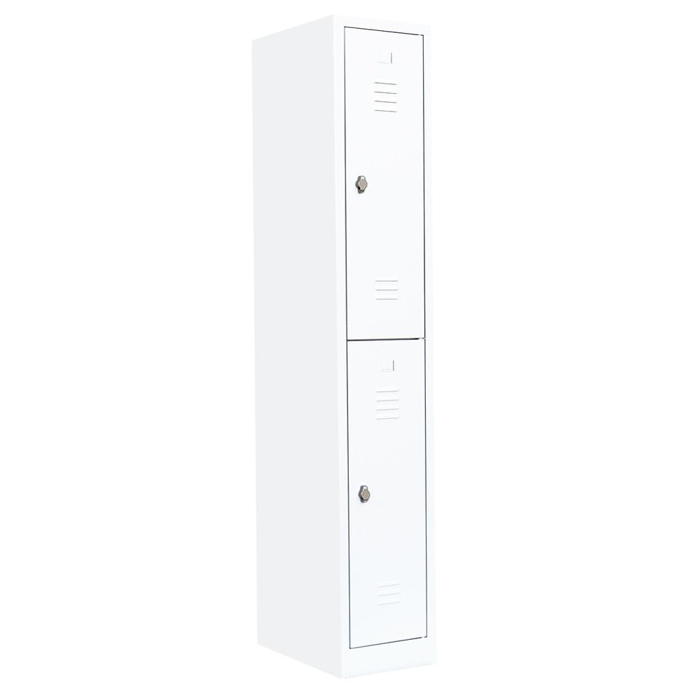 Garderobenschrank, Doppelstockspind, 1 Abteil, 2 Fächer, 1.800 x 315 x 500 mm (HxBxT), Stahl, Drehriegel, Korpus: lichtgrau, Front: anthrazitgrau