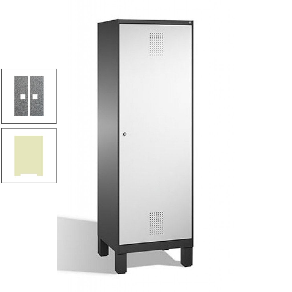Doppel-Spind, Garderobenschrank, 1 Tür für 2 Abteile a 300 mm, Korpus anthrazitgrau, Türen anthrazitgrau, 1.850 x 600 x 500 mm (HxBxT)