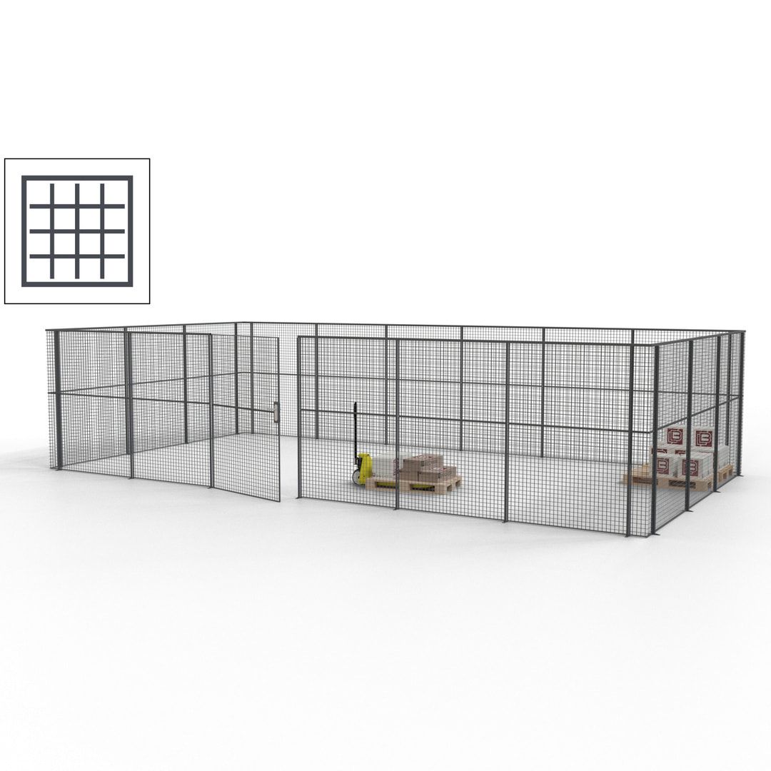 Maschinen Schutzgitter - Hallentrennwand - Sicherheitszaun - Tür - 27 m - 2.200 x 9.400 x 4.900 mm (HxBxT) - enzianblau