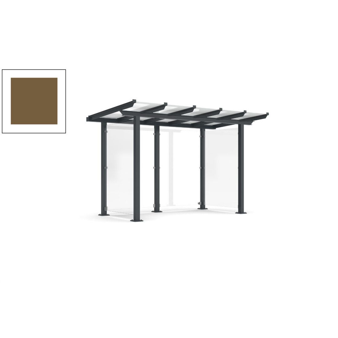 Unterstand mit Pultdach und Sicherheitsglas - feuerverzinkt und farbbeschichtet - 2.435 x 3.850 x 2.090 (HxBxT) - Farbe Achatgrau