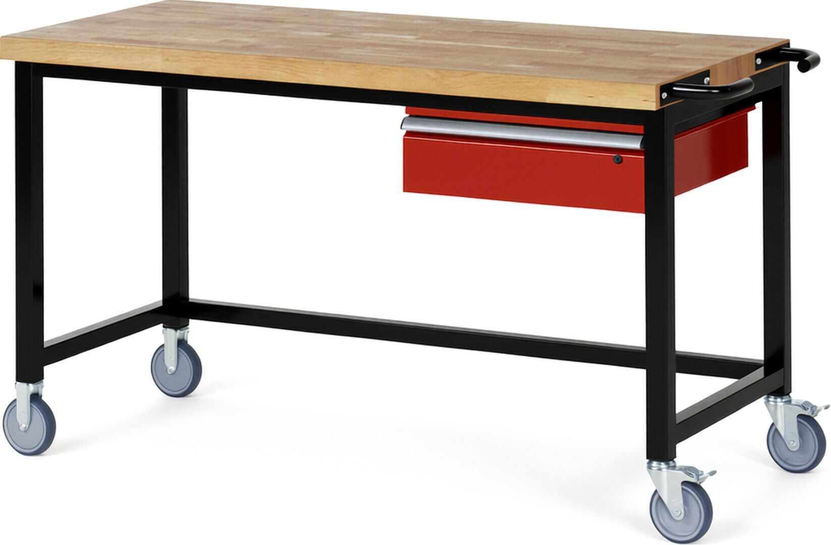 Mobile Werkbank mit 1 Schublade - 150:1 - höhenverstellbar 880-1.080 mm - 1.500 x 700 mm (BxT) - 450 kg - Buche - Anthrazitgrau