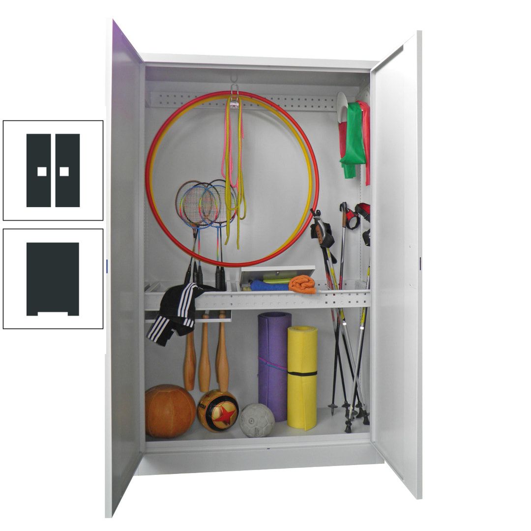 Sportschrank - Vollblechtüren - Variante 1 - 1.950x1.200x500 mm (HxBxT) - anthrazitgrau