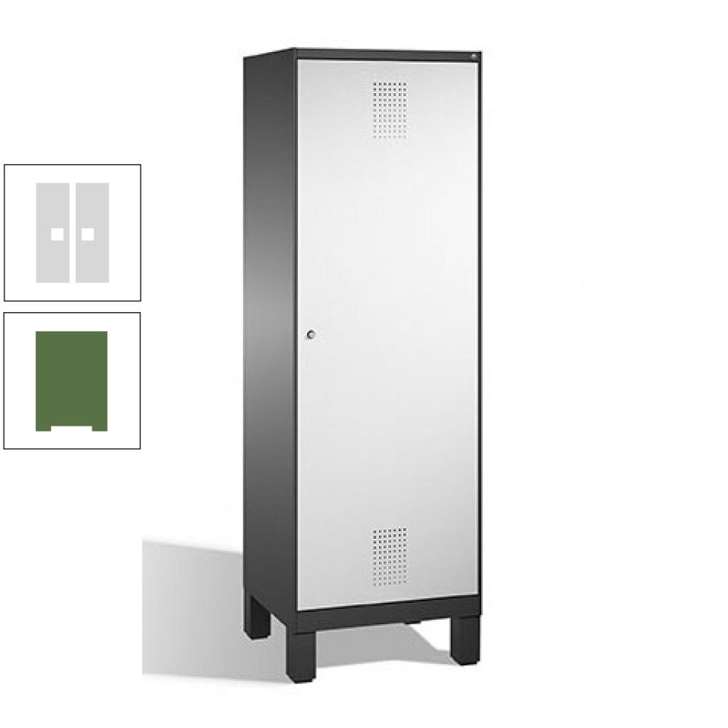 Doppel-Spind, Garderobenschrank, 1 Tür für 2 Abteile a 300 mm, Korpus anthrazitgrau, Türen anthrazitgrau, 1.850 x 600 x 500 mm (HxBxT)