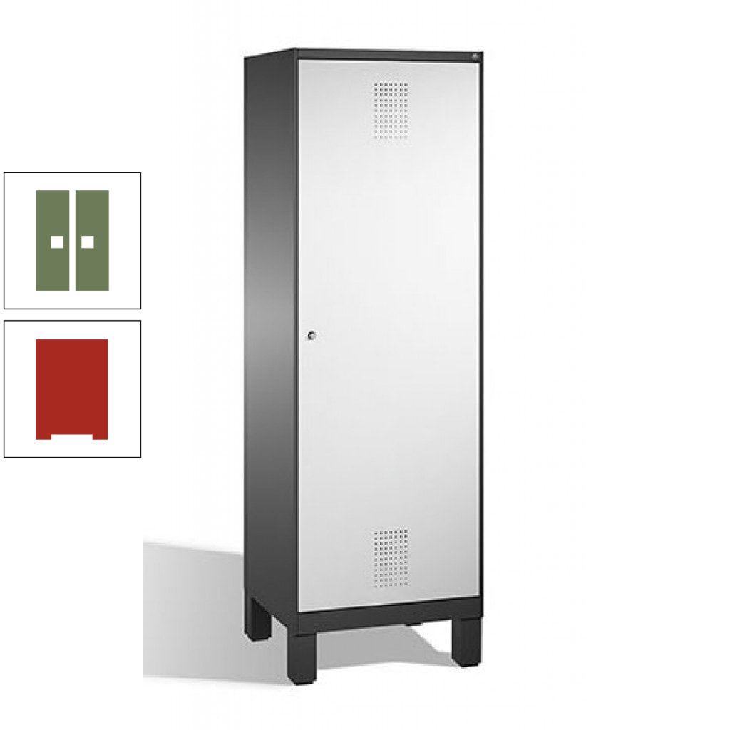 Doppel-Spind, Garderobenschrank, 1 Tür für 2 Abteile a 300 mm, Korpus anthrazitgrau, Türen anthrazitgrau, 1.850 x 600 x 500 mm (HxBxT)