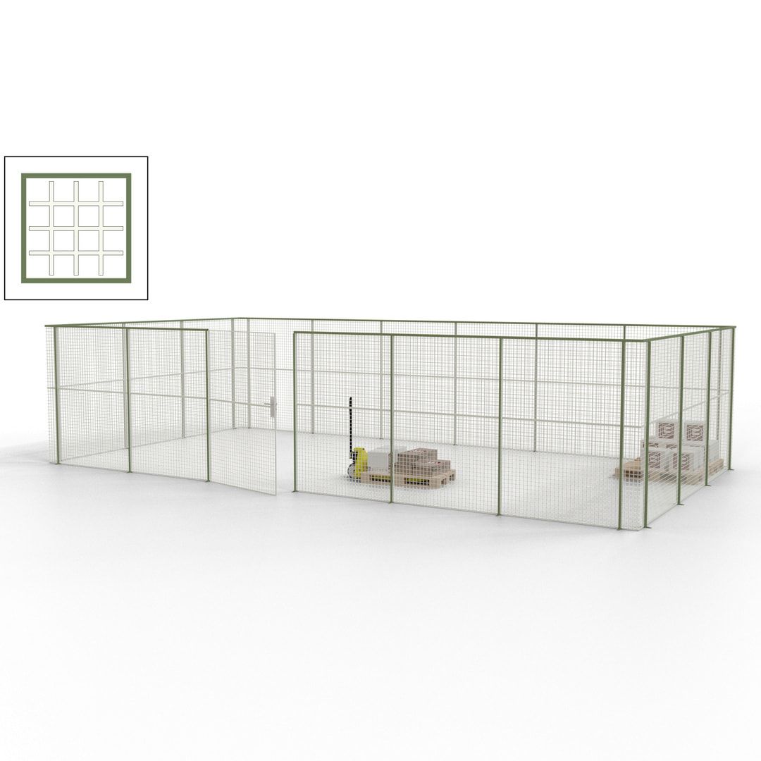 Maschinen Schutzgitter - Hallentrennwand - Sicherheitszaun - Tür - 27 m - 2.200 x 9.400 x 4.900 mm (HxBxT) - enzianblau