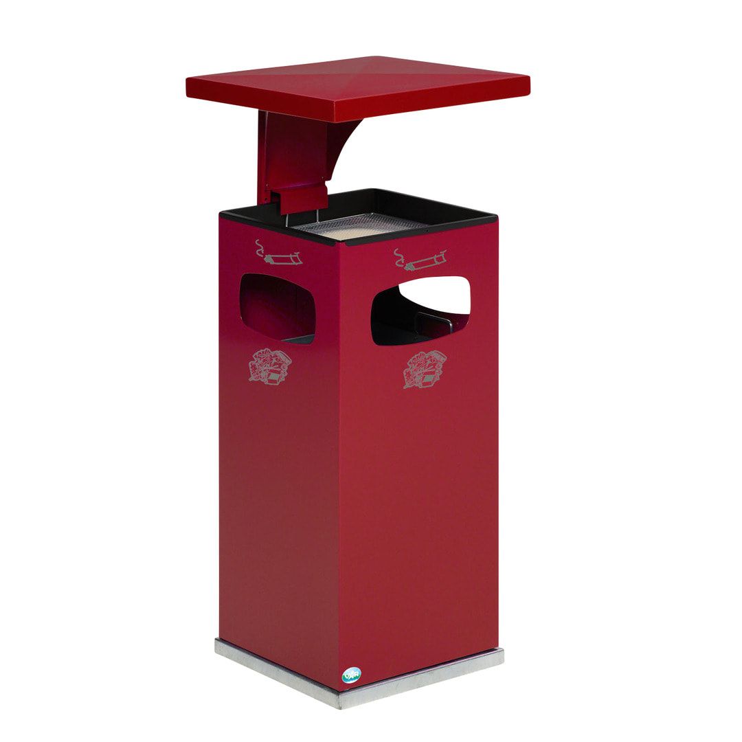 Abfallbehälter-Aschenbecher für Außen (HxBxT)910x395x395 mm - Farbe enzianblau