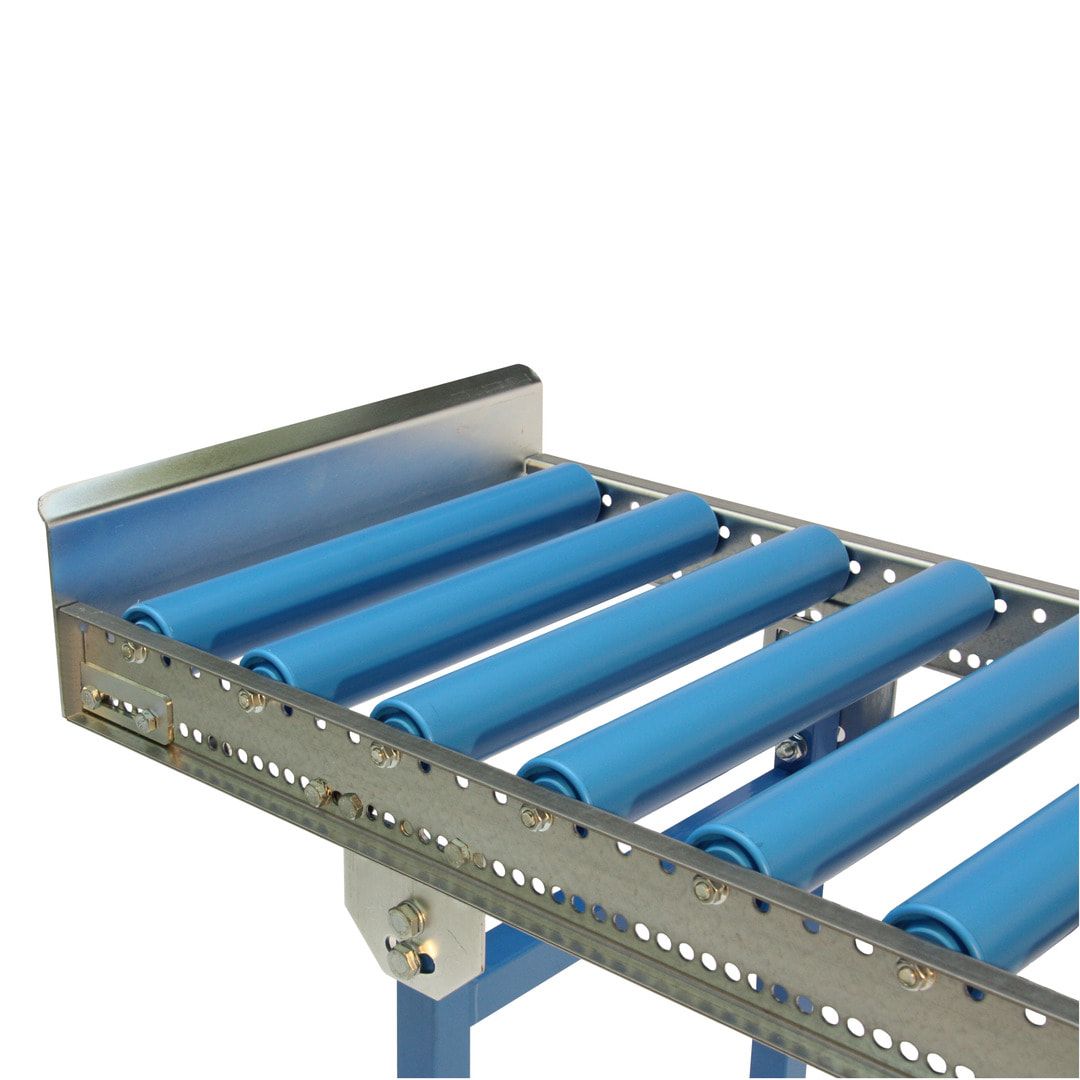 Leicht-Rollenbahn - 200 mm (B) - Kunststoffrollen - Achsabstand 100 mm - Kurve 45 Grad