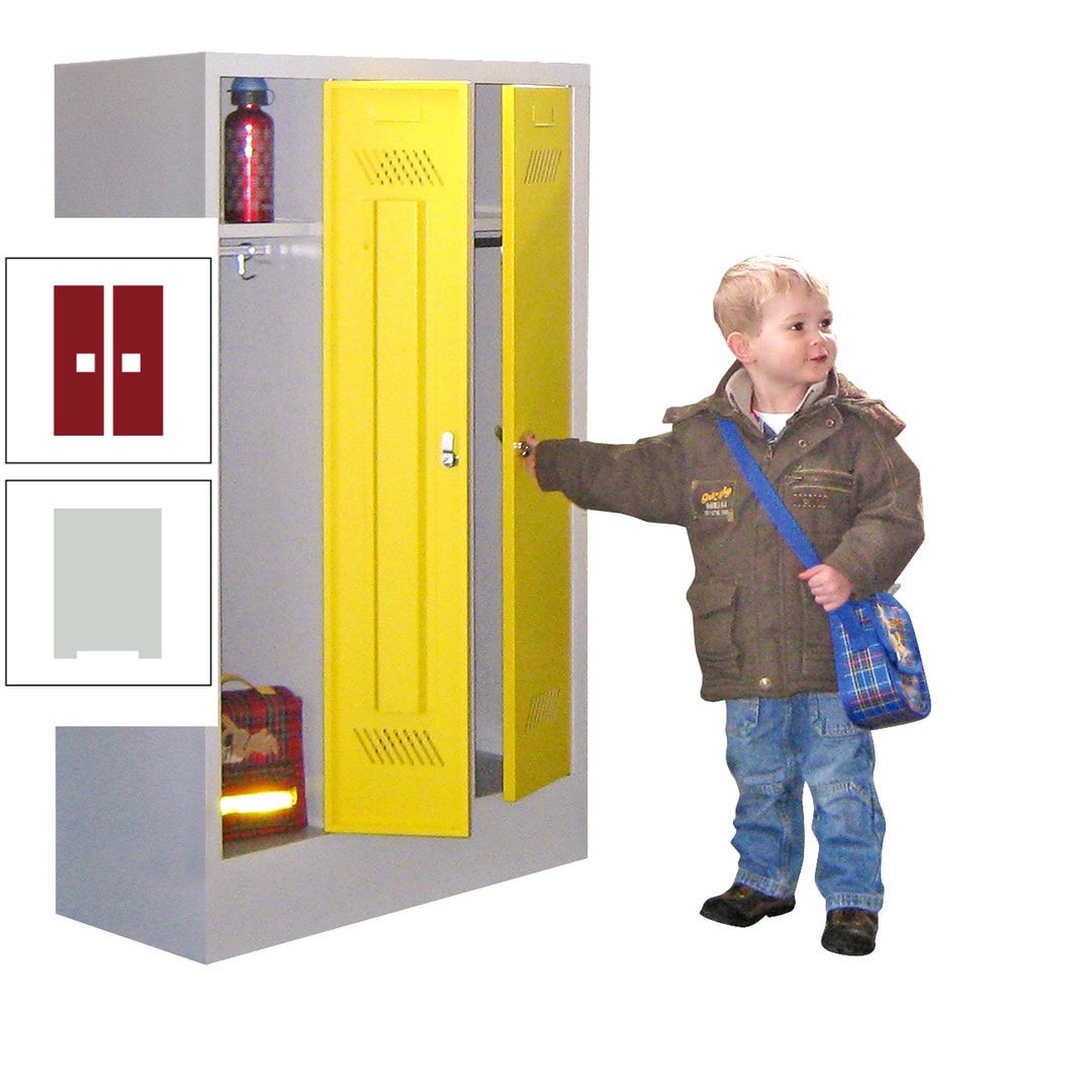 Spindschrank f. Kindergärten - mit Sockel - Höhe 1.300 mm - 2 Abteile a 250 mm - Drehriegel - anthrazitgrau